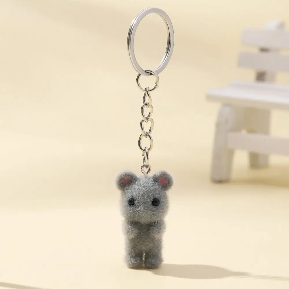 Cute Cartoon Resin Mouse Keychain Creative Fashion Flocking Animals Keyring Bag Hanging Decoration Bag Accessories