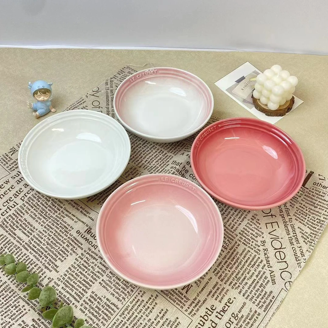 

Ceramic Porcelain Dinner Plate, Soup Pasta Bowl,Cereal Salad Dish,Kitchen Serving Tray,Colorful Deep Tableware,Microwave, 7 in