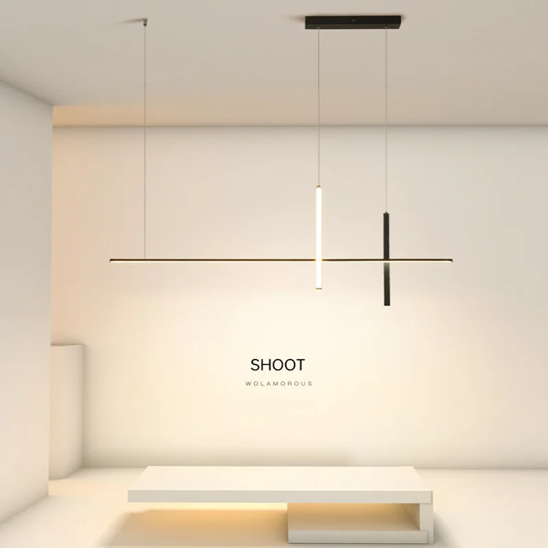 

Modern Minimalist Led Chandelier Dimmable Black for Table Dining Room Kitchen Bar Pendant Lamp Lighting Suspension Design Luster
