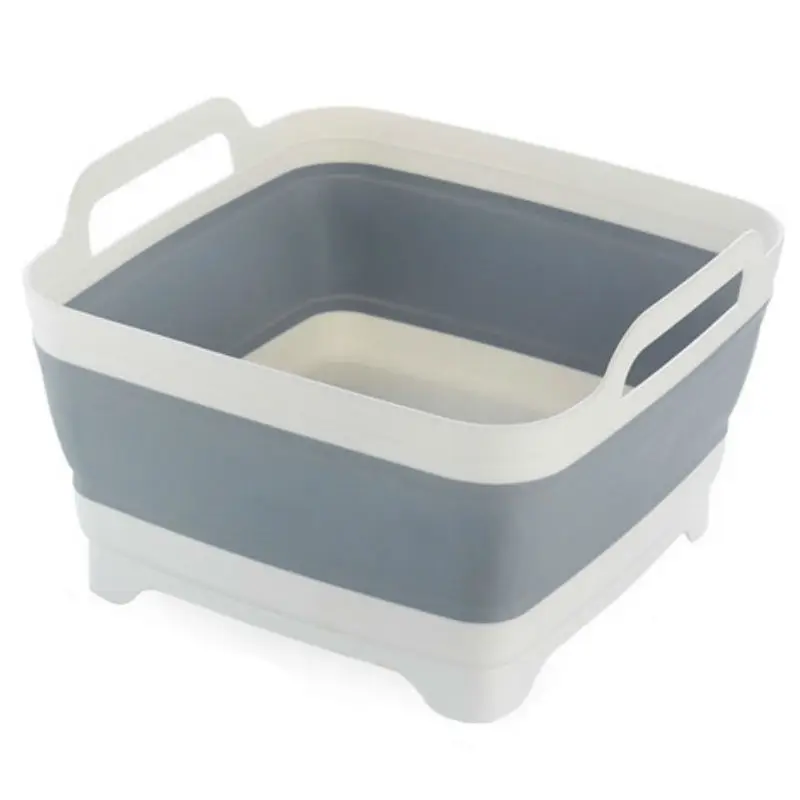 Square Fruit Vegetable Washing Washbasin Kitchen Product Supply Folding Sink Drain basket Travel Outdoor Camp Portable Basins