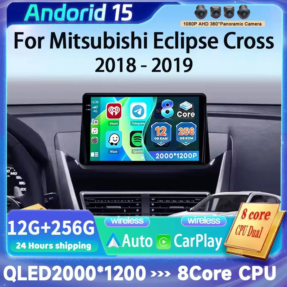 CarPlay de 12+256GB para Mitsubishi Eclipse Cross 2018 - 2019, Radio de Auto Android 16, Reproductor Multimedia de Video, GPS estéreo, No 2din