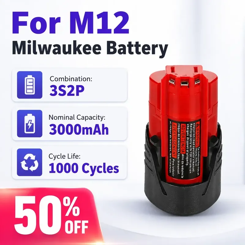 

For M12 Milwaukee 12V Lithium Battery 3.0Ah Hand Drill 3-Core