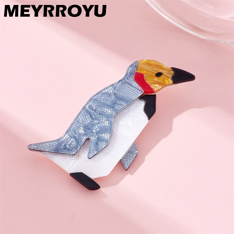 MEYRROYU Penguin Brooches Women's Stylish Acrylic Material Animal Lovely Trendy Design​ Personality Chic Birthday Gift Accessory