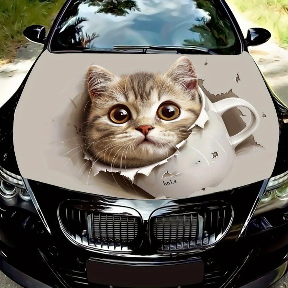 Cute kitten car vinyl wraps; truck hood vinyl sticker; car vinyl wrapping
