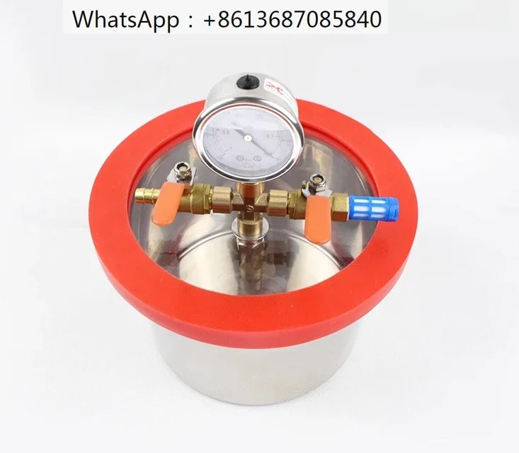 3L Stainless Steel Vacuum Degassing Chamber 20CM Diameter Epoxy Resin Vacuum Defoaming Barrel With 12MM Thickness Acrylic Lid