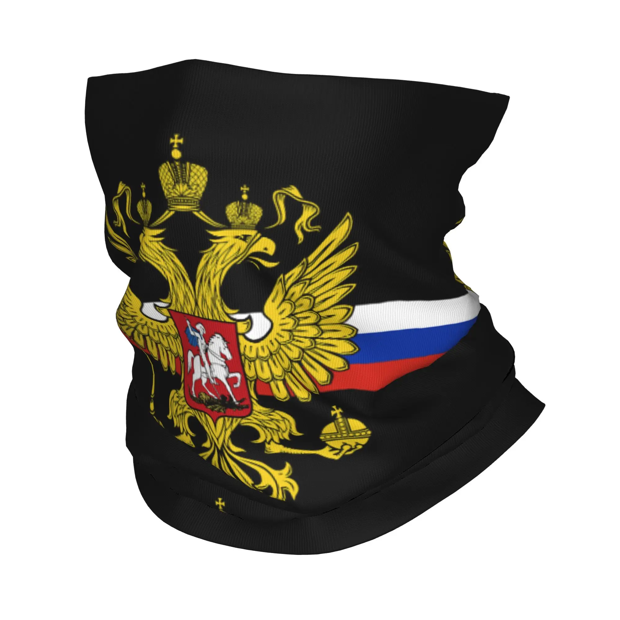 Custom Coat of arms of Russia Bandana Neck Gaiter UV Protection Face Scarf Cover Men Women Russian Flag Headwear Tube Balaclava