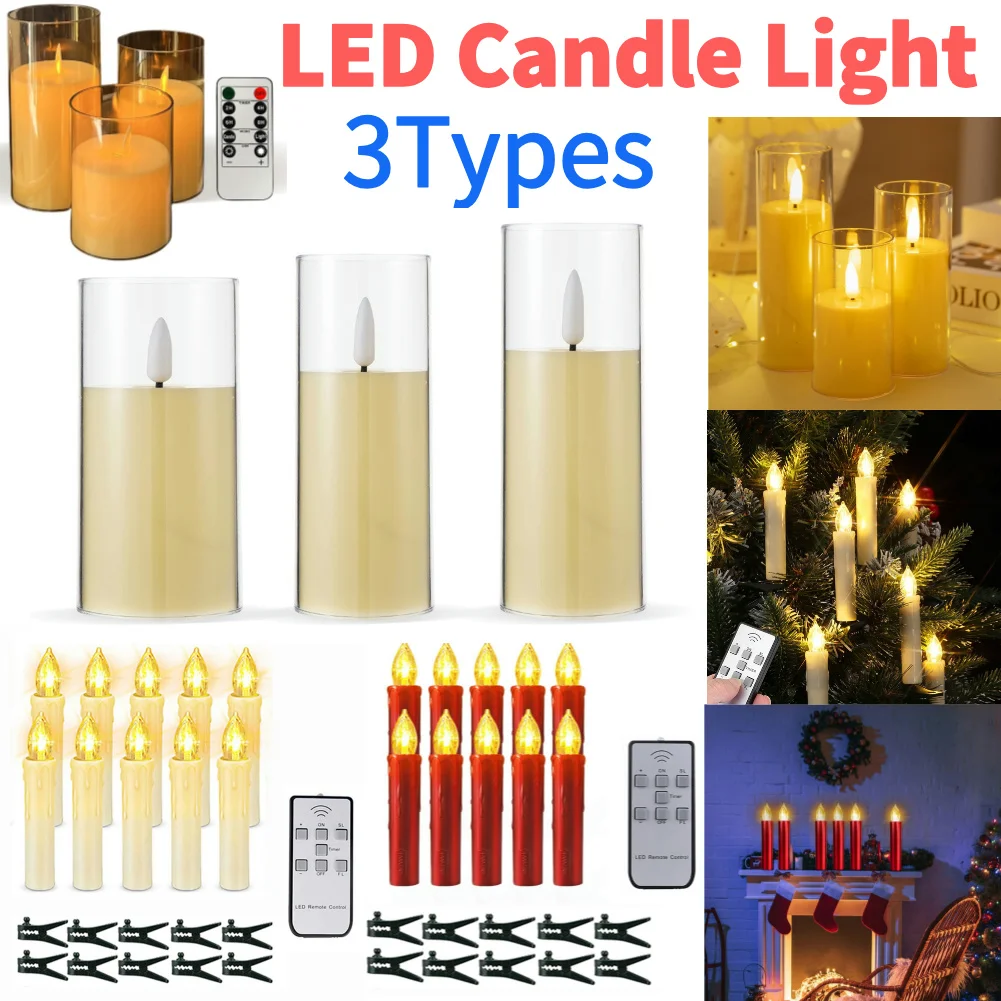 LED Candles Lights Remote Control Electronic Candle Lamp Flameless Decorative Candle Lamp for Wedding Bar Church Decor