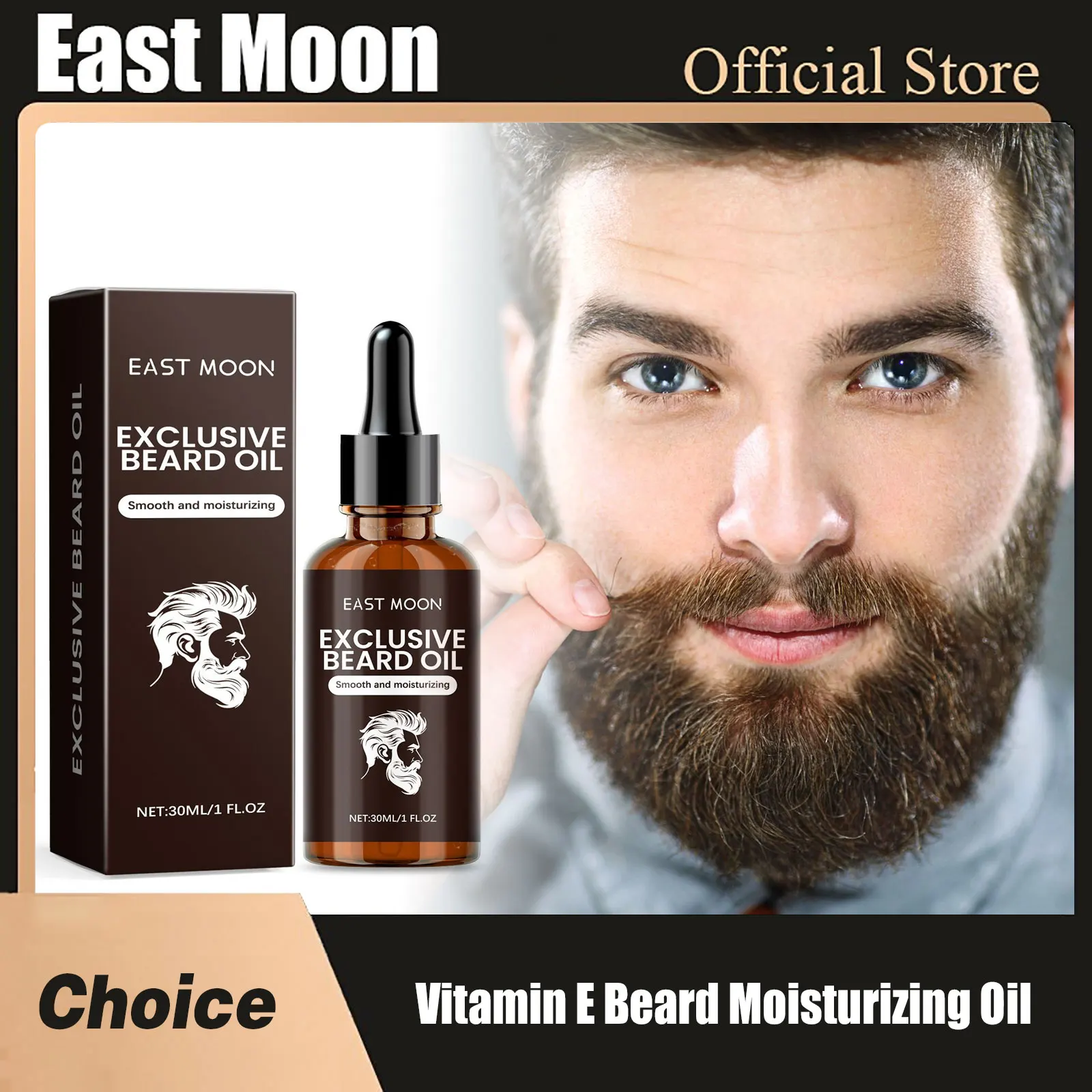 East Moon Vitamin E Beard Moisturizing Oil Improves Frizz Soft Smoothing Nourishing Dashing Hair Keep Shiny Beard Growth Serum