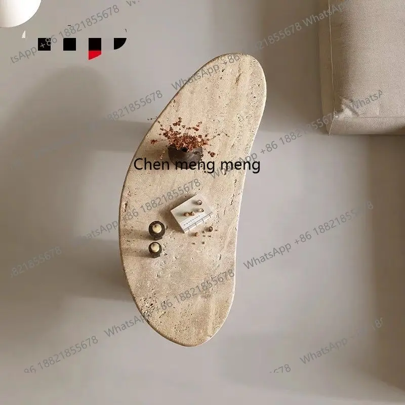 와비 샌드 윈드 내추럴 트래버틴 커피 테이블 거실 가정용 소파 사이드 테이블 모던 라이트 럭셔리 크림 윈드 테이블