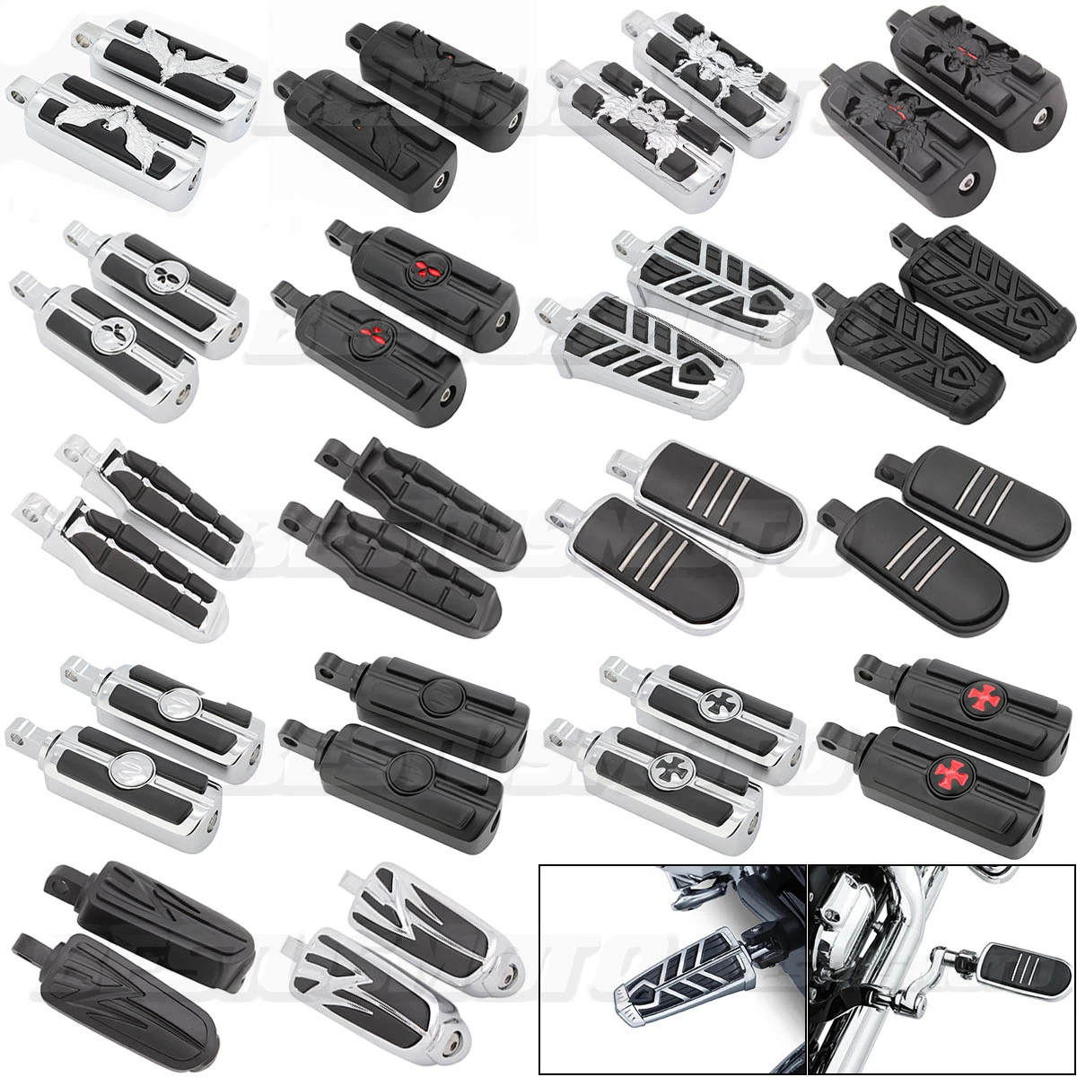 Motorcycle Foot Pegs Male Mount Front Rear Footrest Pedal For Harley Sportster Iron 883 Touring Road King Dyna Softail Fatboy