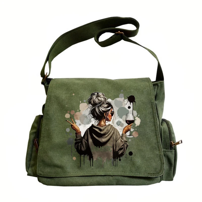 

Модная женская сумка через плечо, парусиновая сумка-мессенджер большой емкости, сумка для ноутбука с графическим принтом