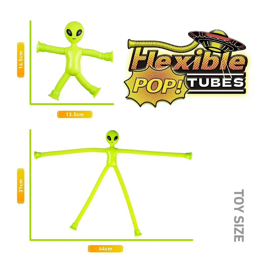 4個入り - 吸盤付き伸縮チューブエイリアンおもちゃ、可変減圧キッズ早期教育パズルおもちゃ、楽しいDIYインタラクティブゲーム小道具