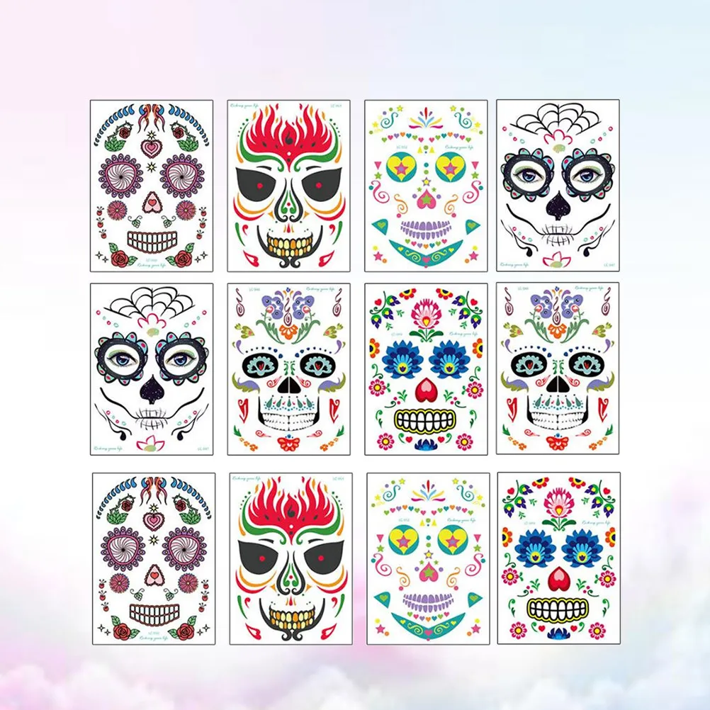 

12 Sheets Halloween Face Sticker Bat Stickers Decals Costume Eye for Ghost Nail Tattoos