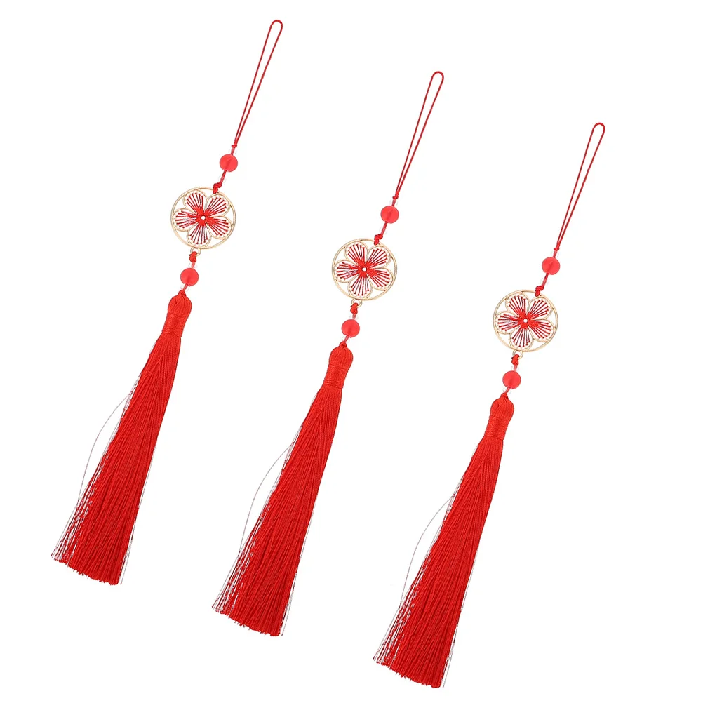

3Pcs Flower Tassel Hanging Ornaments Delicate Durable Decorative Tassels for DIY Bookmark Fan Car Bag Key Fan Tassel Pendant