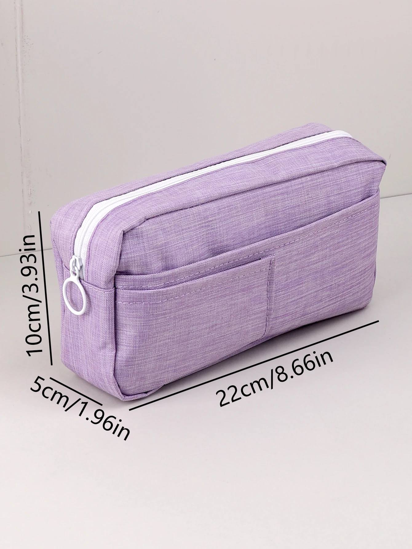 Purple Solid Color Pencil Case Multi-Layered High-Capacity Pencil Pouch Stationery Storage Bag Back-To-School Zipper Pencil Case
