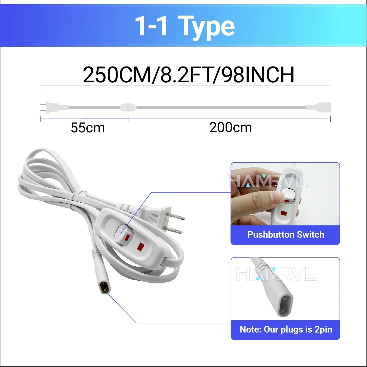 Hexagon Led Splicing 2-Pin cable for LED Lamp is Suitable for Bordered Honeycomb LED Tube Ceiling lamp  AC110-240V customized