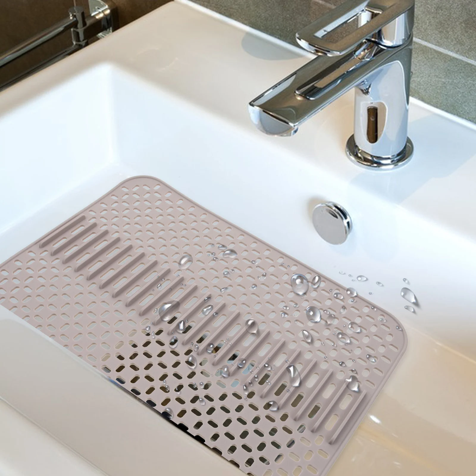 

Silicone Square Kitchen Sink Dish Drying Mat Home Resistant Bottom Protector Soft Cushion For Delicate