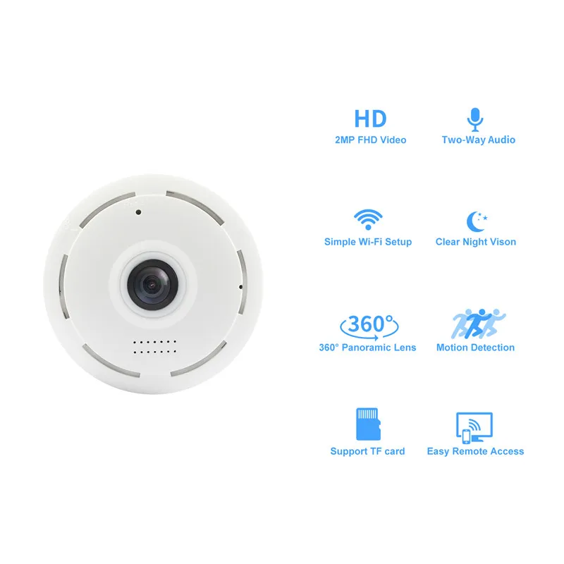 3MP V380 Pro 360 WIFI Camera Indoor FishEye Panoramic Lens Home Protection Security Wireless MINI Camera Two Ways AUDIO