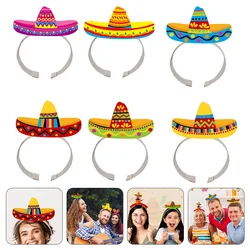 6 Pcs Day of The Dead Head Hoop Hat Party Hats Headband Mexican Female Accessories Sombrero Taco Headbands Gift