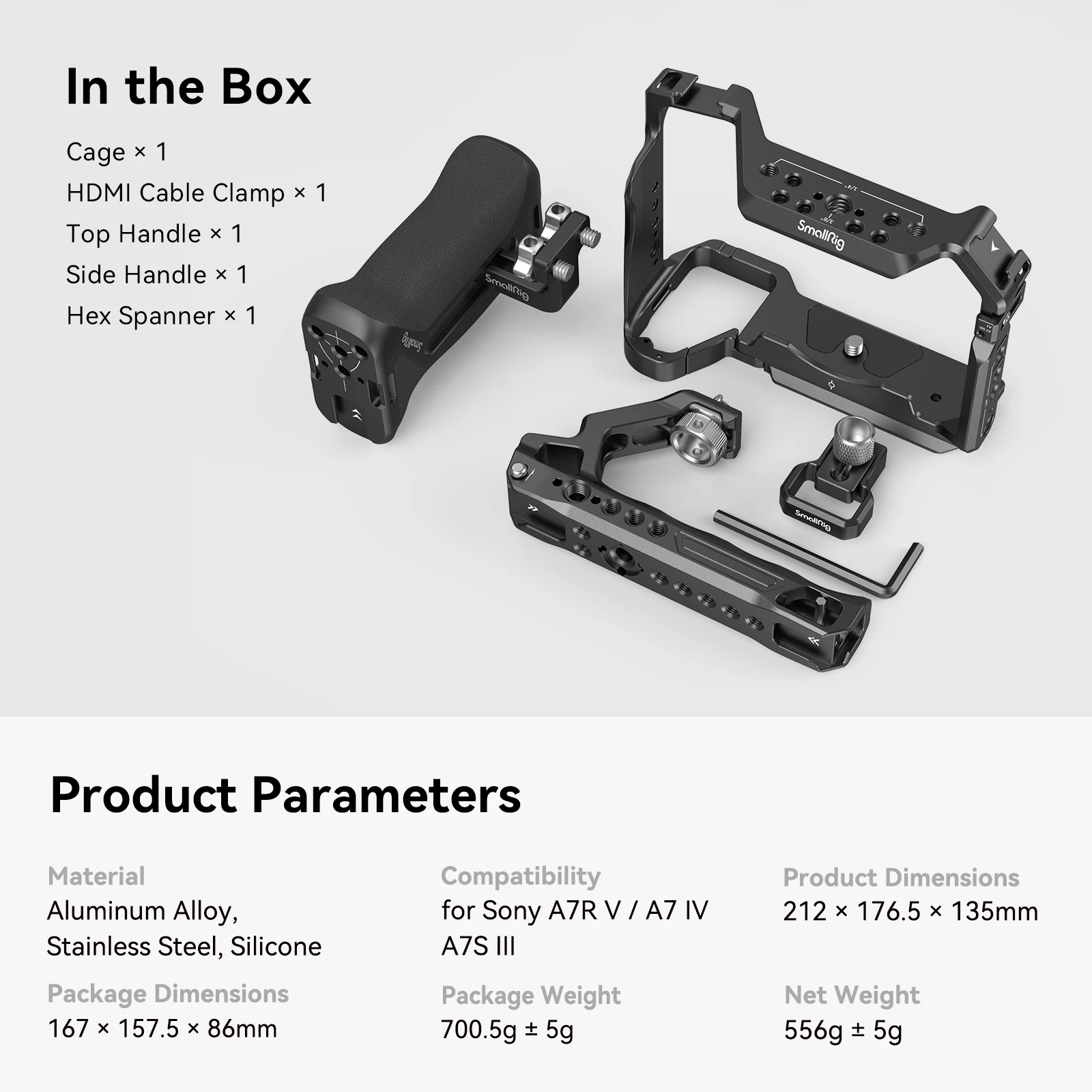 SmallRig A7m4 A7 IV Kompletter DSLR-Kamerakäfig für Sony Alpha a7iv A7 IV / Alpha 7S III Advanced Cage Kit L-Halterung Grundplatte -3667B