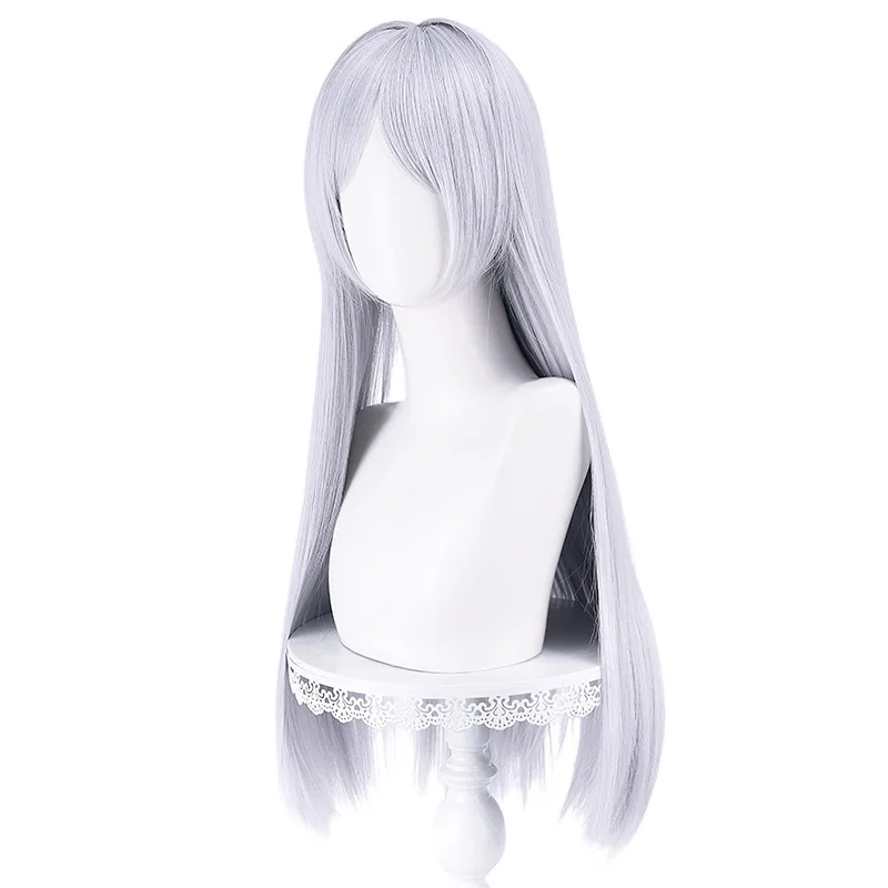 Halloween & Cos Convention Wig 2025 - Frieren Silver Long Straight Hair, Realistic Scalp Top Extended Costume Cosplay Hair