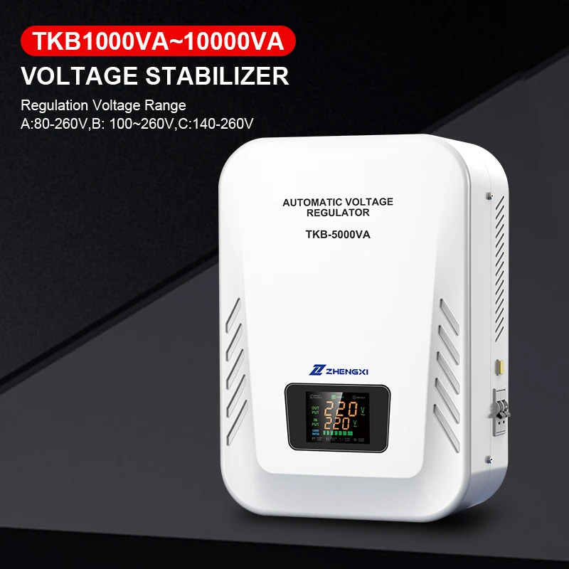 Automatic AC Voltage Regulators Stabilizers 3000VA 5000VA Power Wall Mount 220V Air Conditioner Stabilizers LCD Display SVC