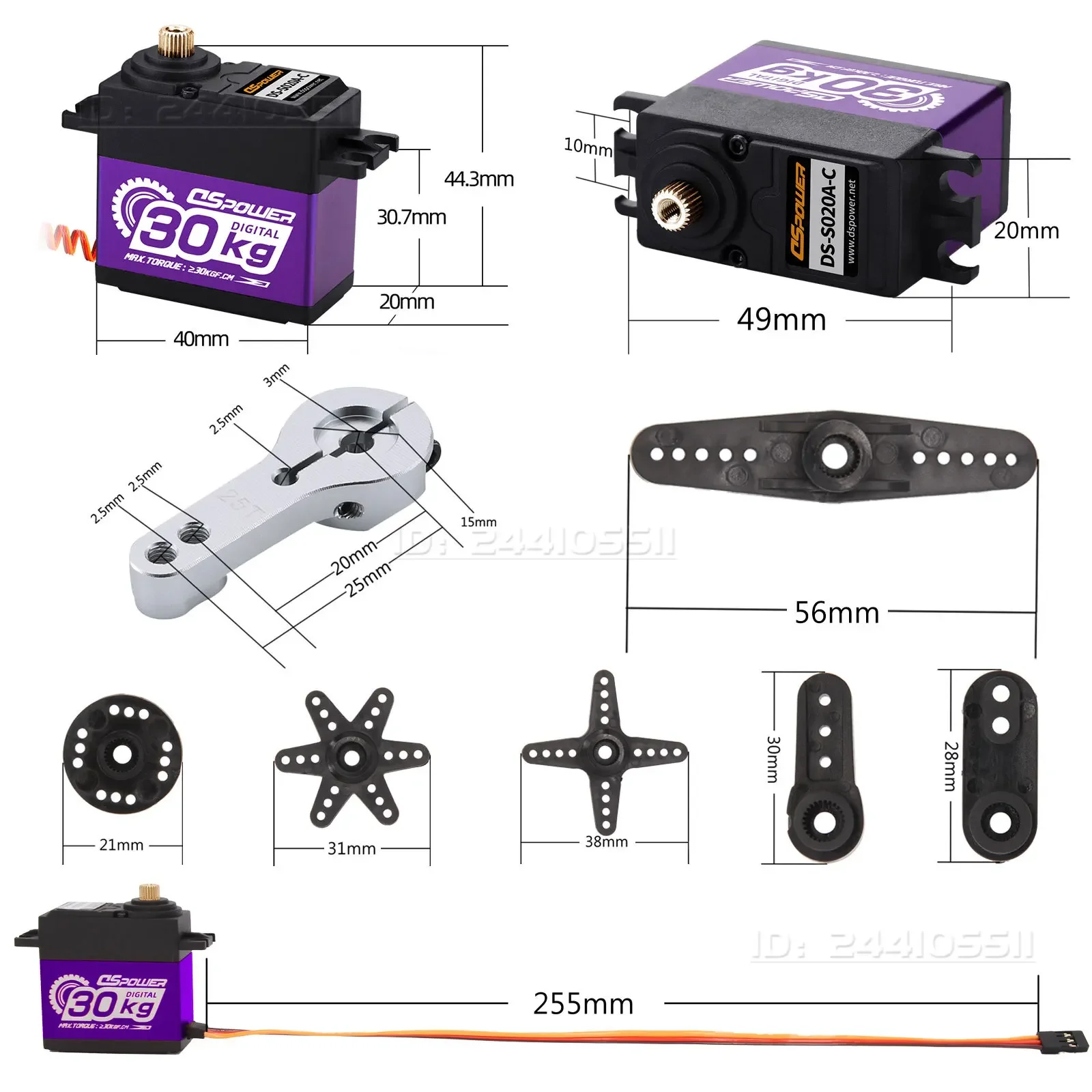 

DSpower 20KG 30KG Digital Servo 180 300 Degrees Metal Gear Motor for 1/8 1/10 RC Car TRX4 TRX6 Scx10 Arrma 104001 Slash Maxx