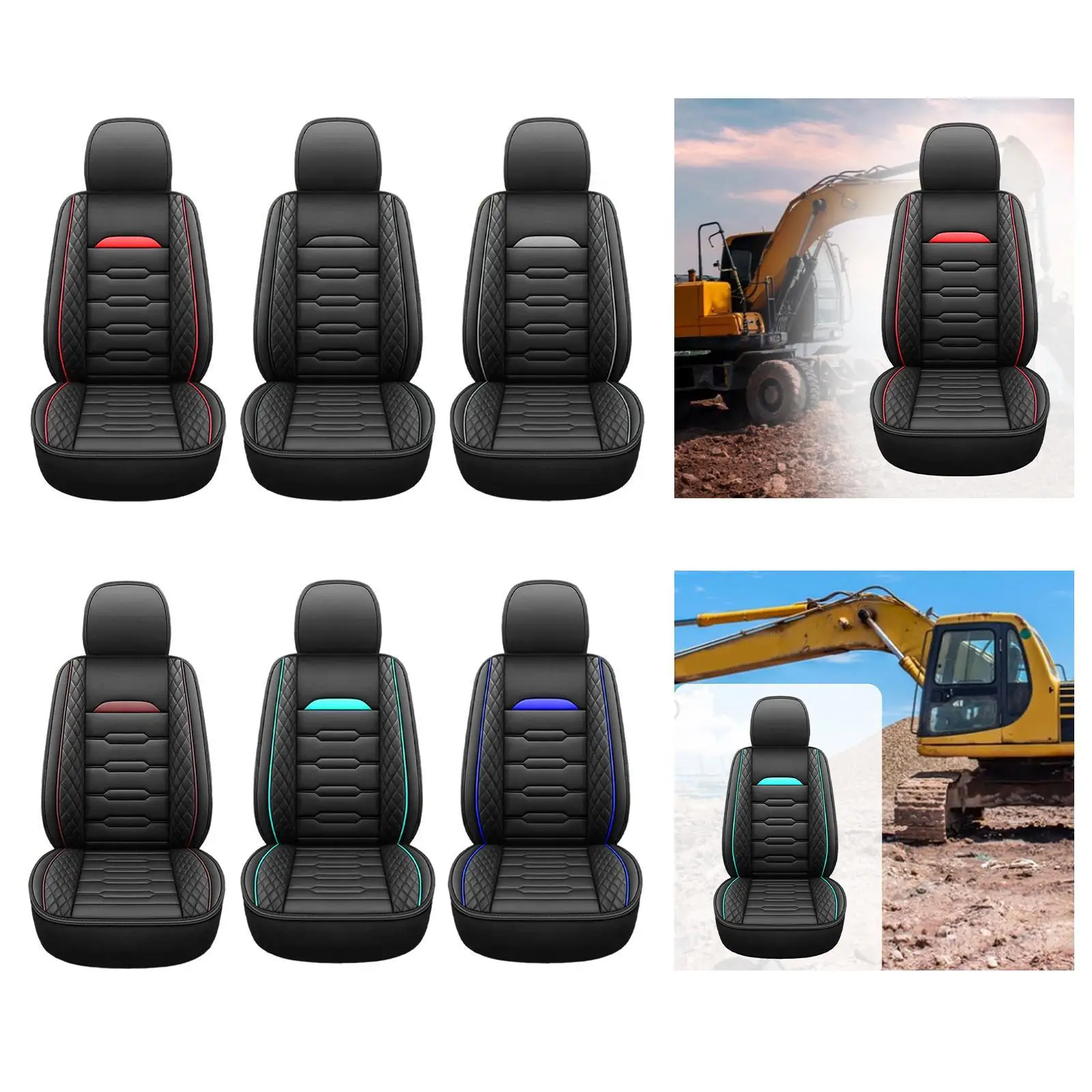 

Excavator Seat Cover Universal PU Leather Waterproof Protector for Loader Tractor Cabin Chair High Durability