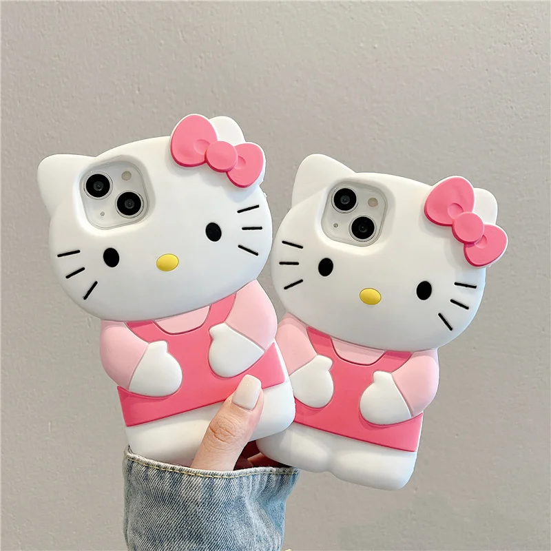Kawaii rose Hello Kitty pour iPhone 16 15 14 13 12 11 Pro Plus mini Max Xs XR 6 7 8 SE coque souple en Silicone