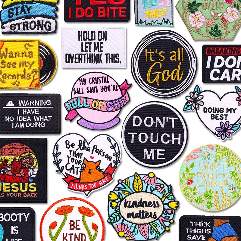 Don't Touch Me Gestickte Aufnäher für Kleidung, DIY, personalisierte Buchstaben-Slogans, zum Aufbügeln auf Kleidung, Aufnäher