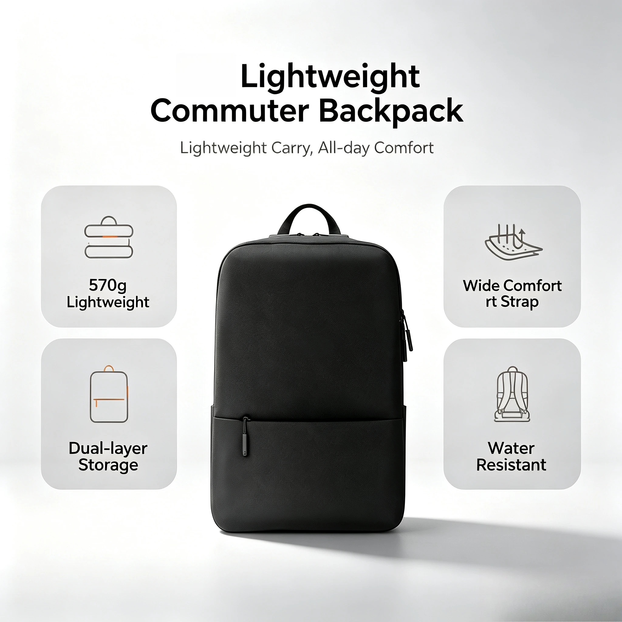 Mijia Lightweight Commuter Backpack 15.6 Inch Laptop Rucksack Water Resistant Multi‑compartment Travel Business Bag for Men view 5