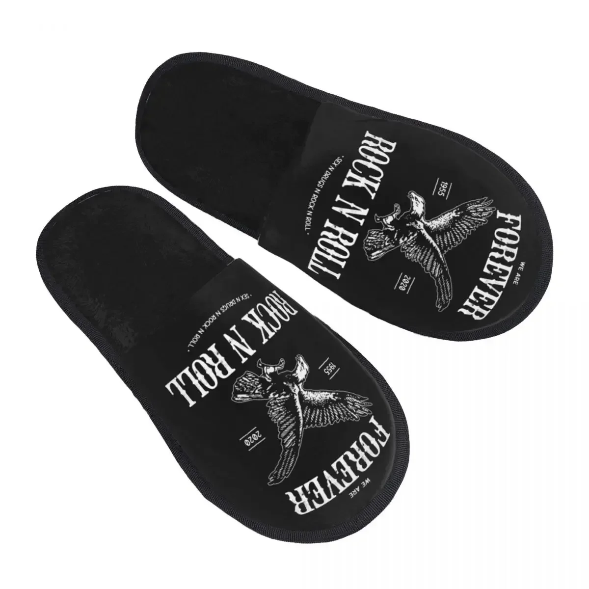 Forever Rock N Roll Soft Scuff With Memory Foam Slippers Women Heavy Punk Music Spa House Shoes