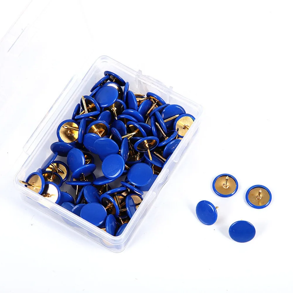 100Pcs Notice Board Round Push Pins Map Thumb Tacks Point Decorative Thumb Tacks Round Head Metallic Color Cork Board Tacks