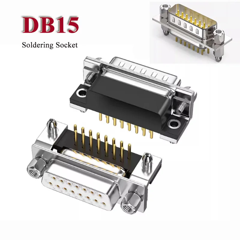 

DP15 Male Female Header Jonit DR15 Soldered Board Sockekt Bent/Straight Pin 2-Row 15Pin Gold-Plated Parallel Welded Connector