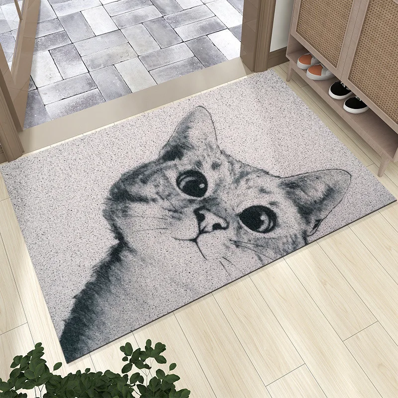 Mud Absorbent Doormat Cat Door Mat Outdoor Entrance Rug Durable Welcome Mat Low-Profile Floor Mats Front Door Mat for Entry