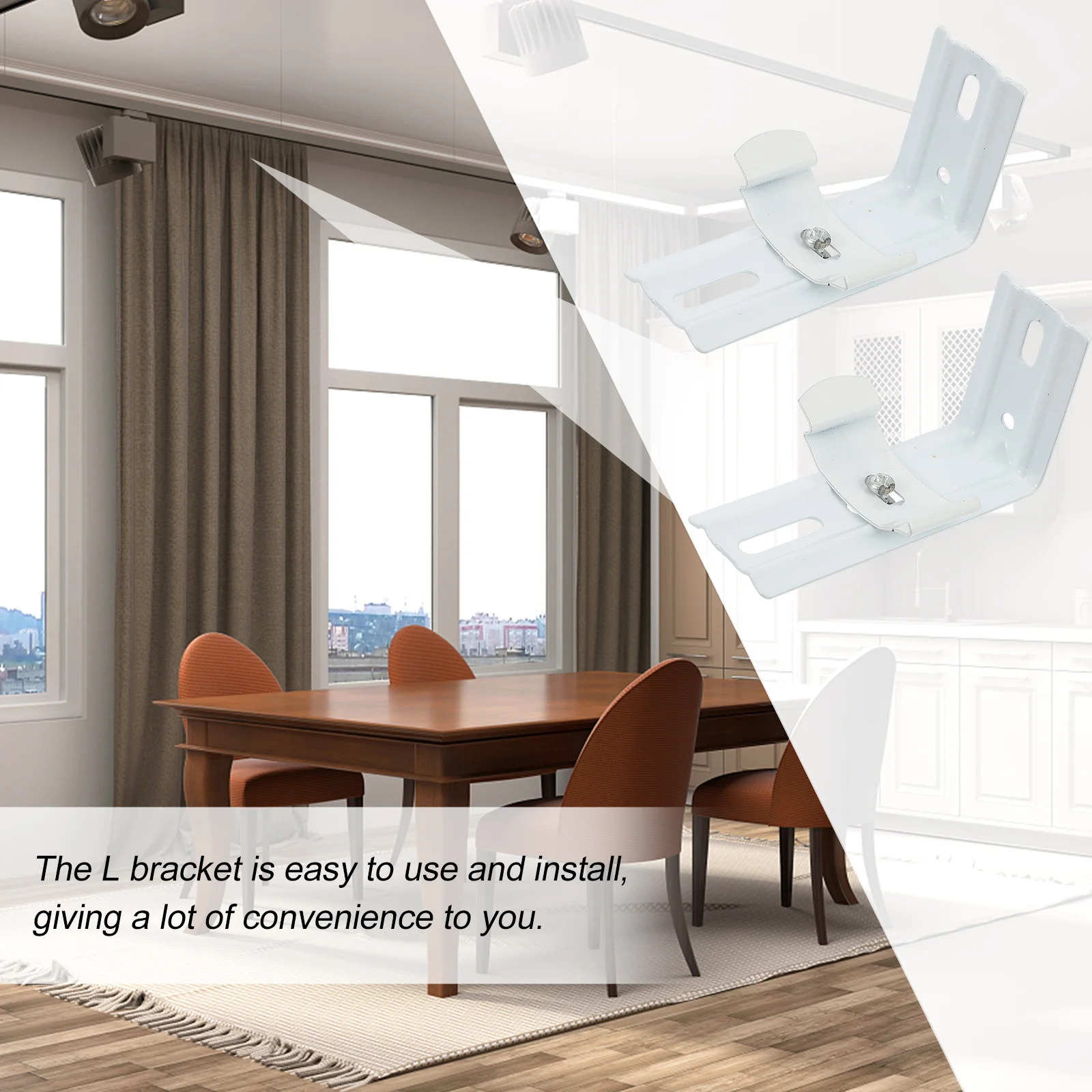 

4Pcs Curtain L Shape Bracket Curtain Fixing Support for Home Bedroom Living Room Office Use Bracket