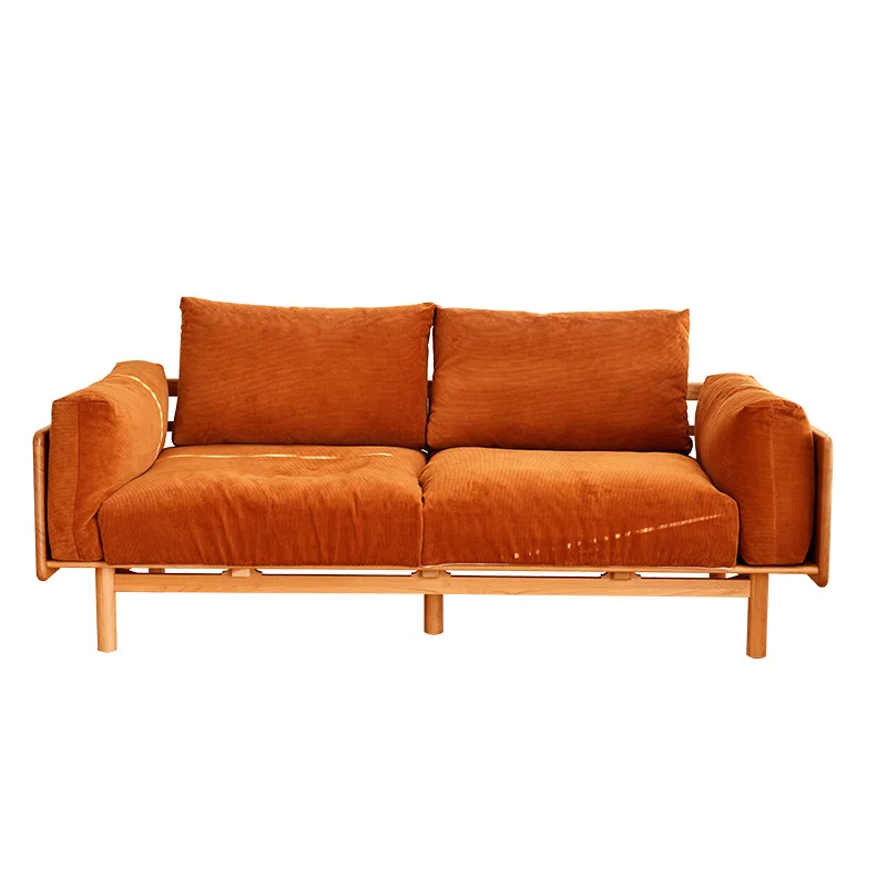 

sofa fabric living room modern simple all solid wood single person winter and summer dual-purpose leisure sofa chair