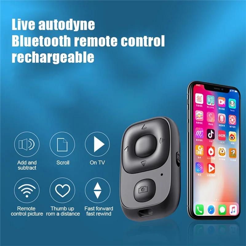 Controlador inalámbrico recargable con Bluetooth, temporizador automático, palo de cámara, disparador para teléfono, Selfie