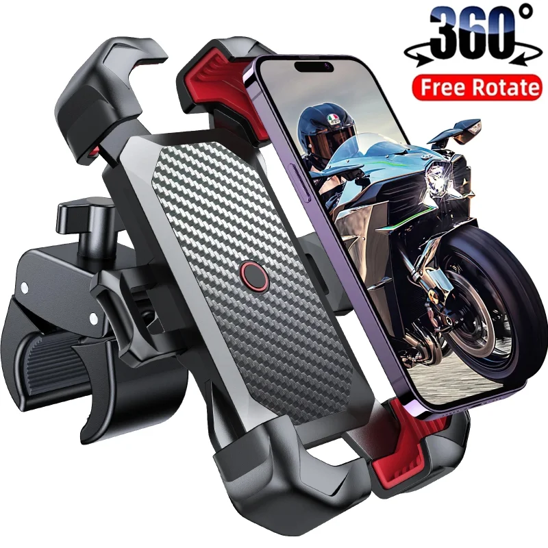 Universal Motorcycle Bicycle Mobile Phone Bracket Stand Bike Handlebar Rearview Mirror Mount Anti-drop Security Holder Clip 2023