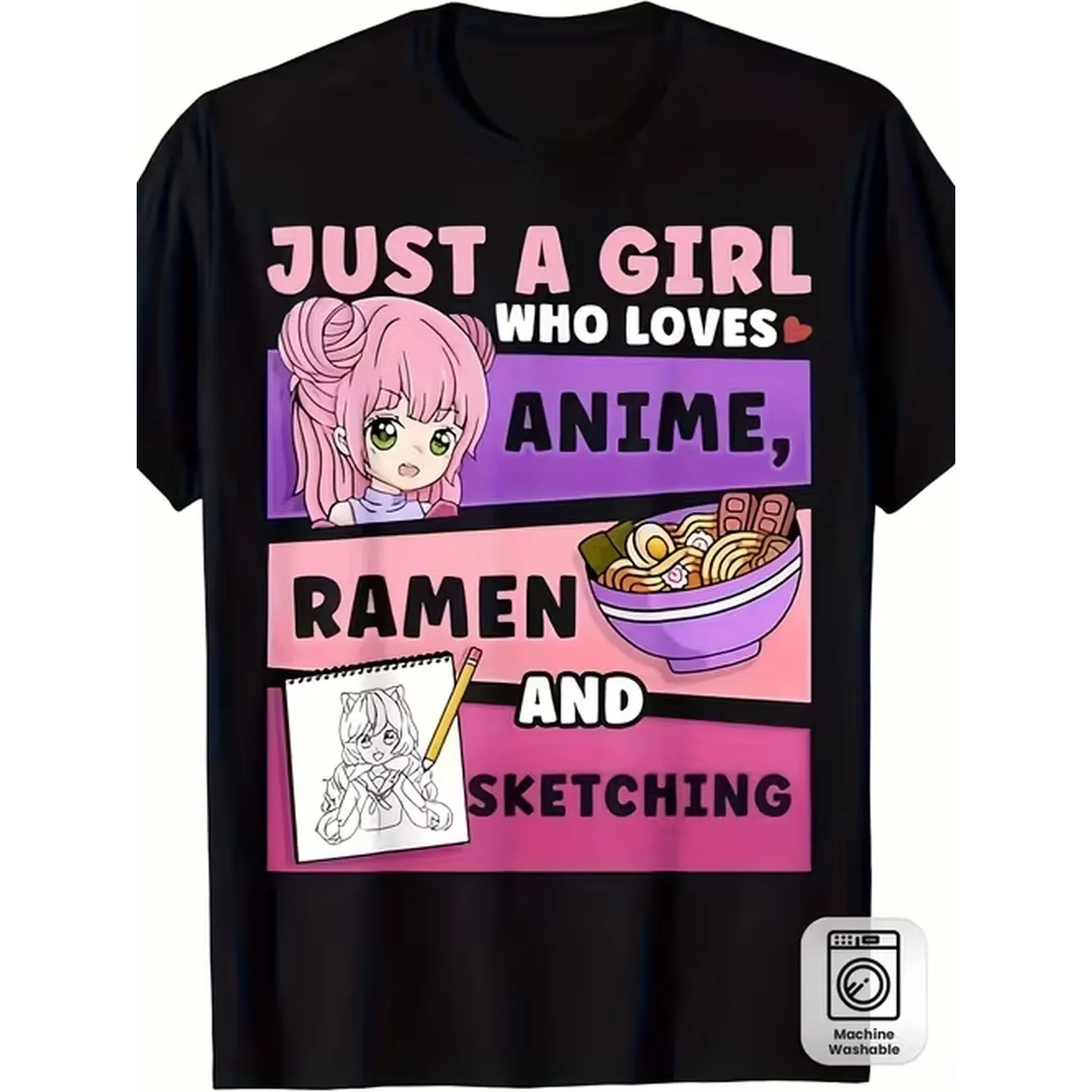 Mens Anime Ramen Sketch Art T Shirt 100 Cotton Retro With Ramen Bowl Casual Attire For Machine Washable Fit