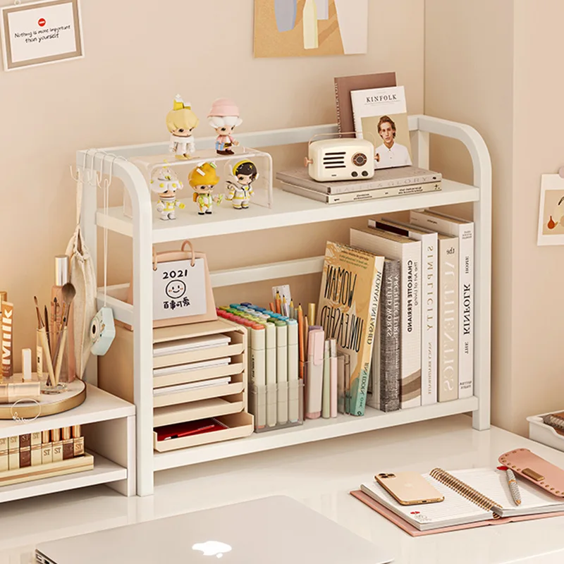 AOLIVIYA Iron Desktop Bookcase Desk Bookshelf Library Cabinet Storage Shelf Organizer Rack For Dorm