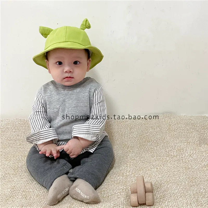 Spring and Autumn South Korean Fashion Children Funny Little Tentacles Green Cartoon Baby Duck Tongue and Fisherman Hat