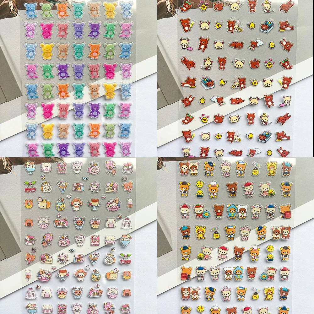 Pvc Super Mini Pink Rilakkuma Poster Goods Stickers Nail Art Bear Decorate Phone Case Laptop Keyboard Button Cute Stickers Gifts