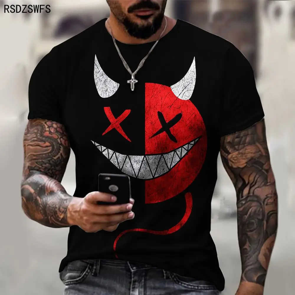 

Smiling Face Graphic Print T Shirt Men Casual O Neck Short Sleeve Streetwear Summer Loose Oversized Tops Tee Men'S Clothing