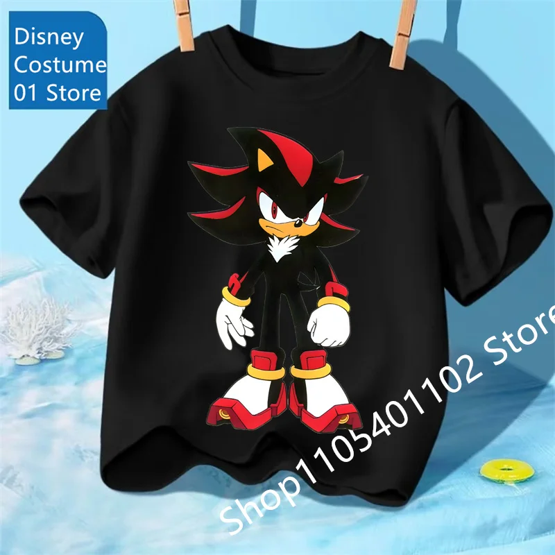206 Sonics The Hedgehog Anime Boys' Breathable T-shirt Children Fashion Clothing Casual Wear, Breathable Thin Style, Unisex Top