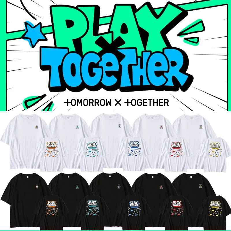 

Футболка женская летняя 2024 TXT Concert MOA DAY свободного кроя с коротким рукавом, из чистого хлопка, с принтом, для фанатов, модная