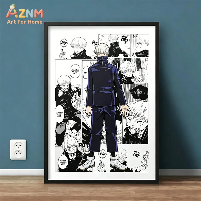 AZNM Jujutsu Kaisen Manga Panel Canvas Painting Satoru Gojo Yuji Itadori Anime Wall Art Poster Home Bedroom Decor Canvas Print G