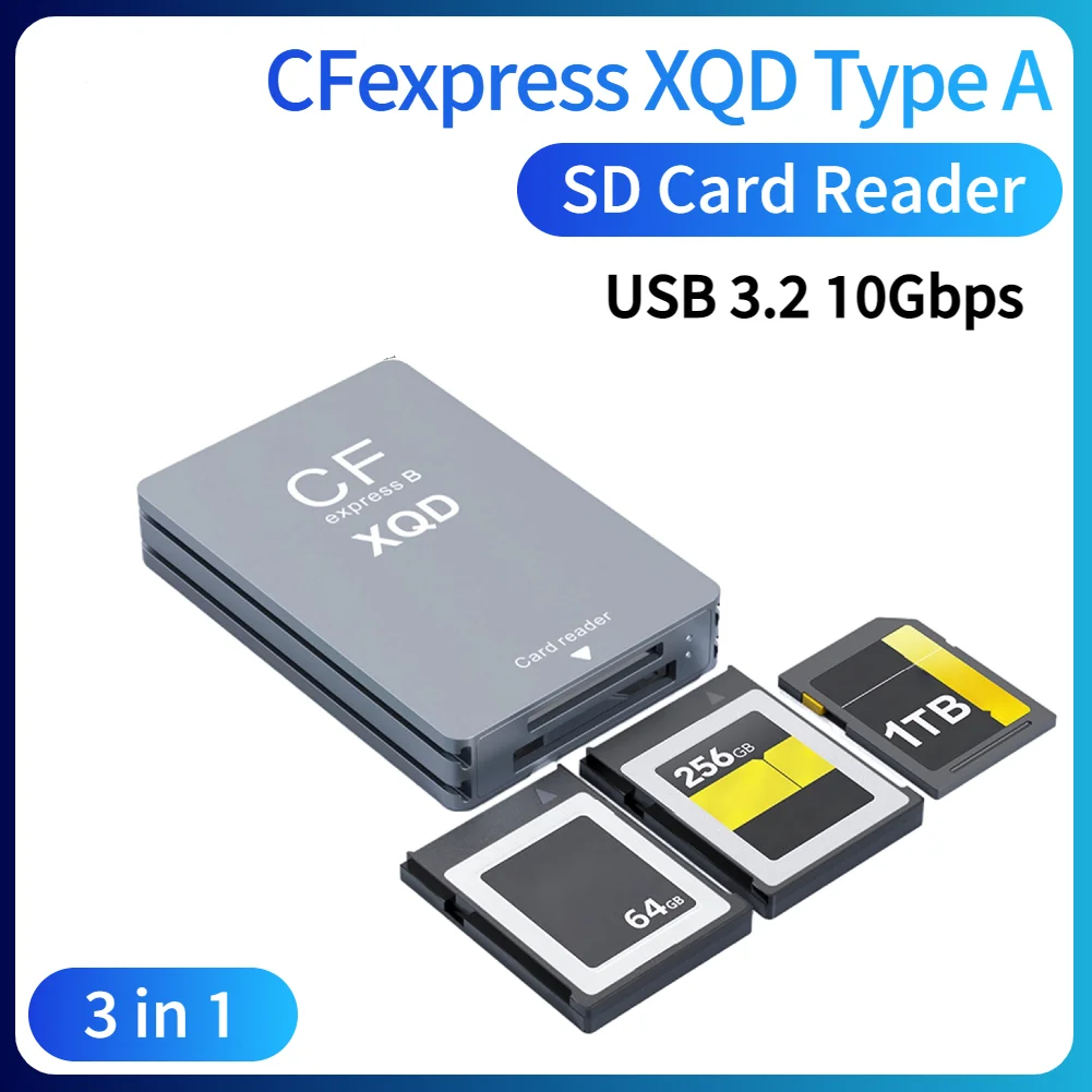 10gbps-cfexpress-xqd-sdカードリーダー、usb-c-to-usb-a-c-cf-expressカードアダプター付き、プロの映画制作者、コンテンツクリエイター向け