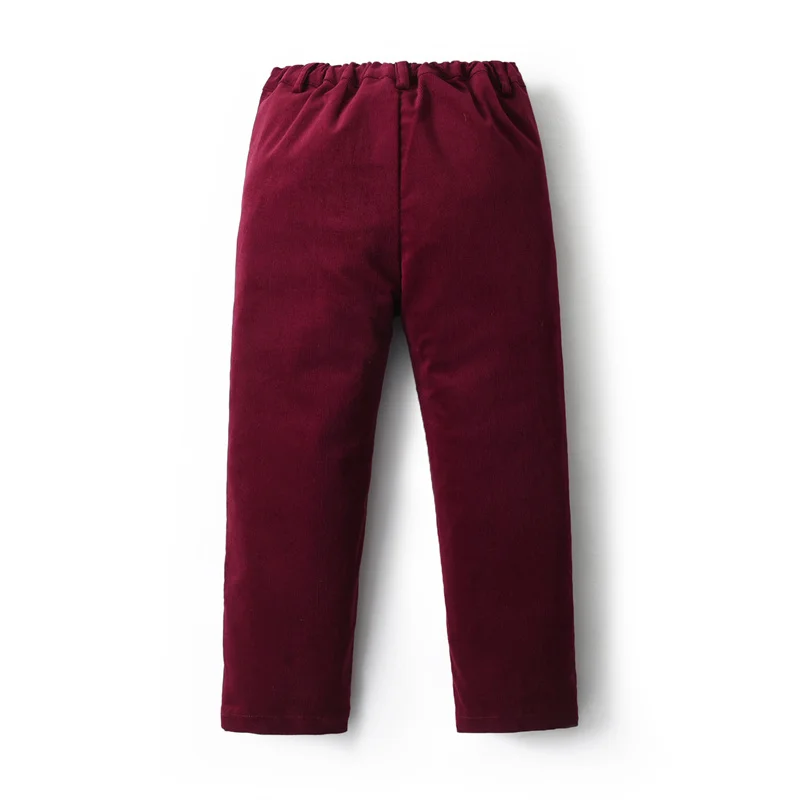 2024 Clibeso Baby Boy Autumn Pant Kids Vintage Wine Red Pants Children Casual Outdoor Clothing Bottom