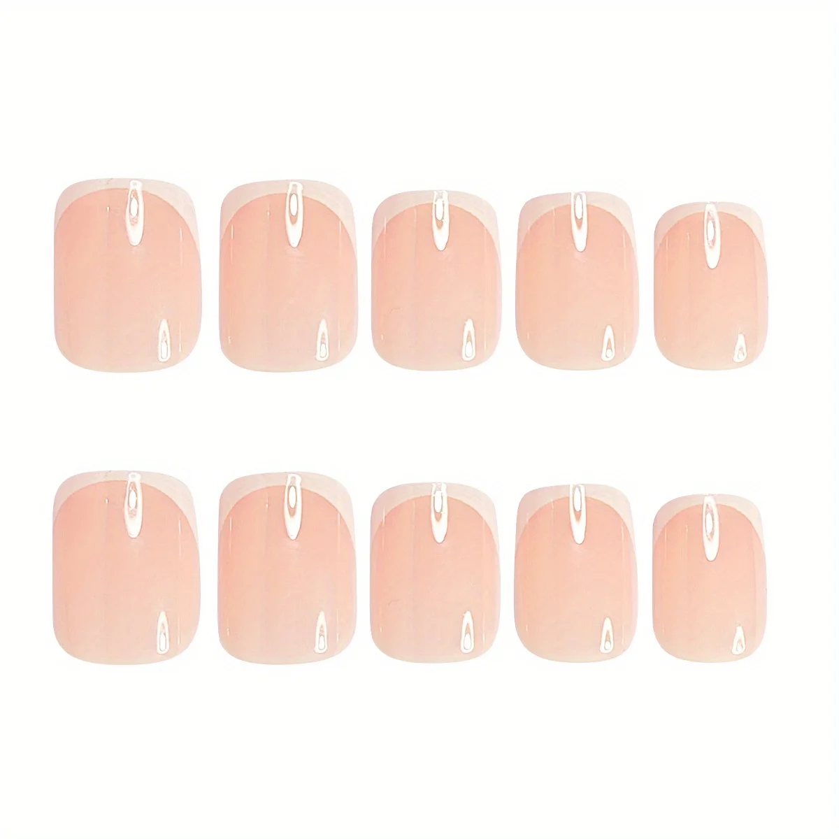 120pcs Short Square White French Simple Shiny False Nails Fashionable Wearable Nails Suitable for Daily Work, Study and Party